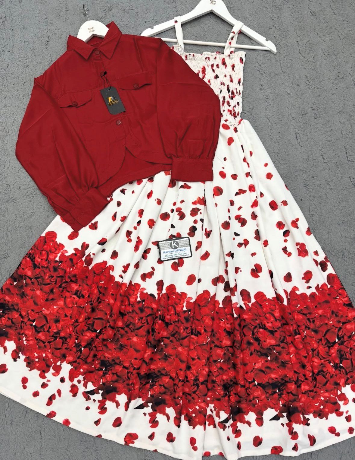 Floral Maxi Dress with Turkish Style Western Jacket – Elegant Fusion Set